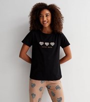 New Look Black Soft Touch Jogger Pyjama Set with Leopard Print